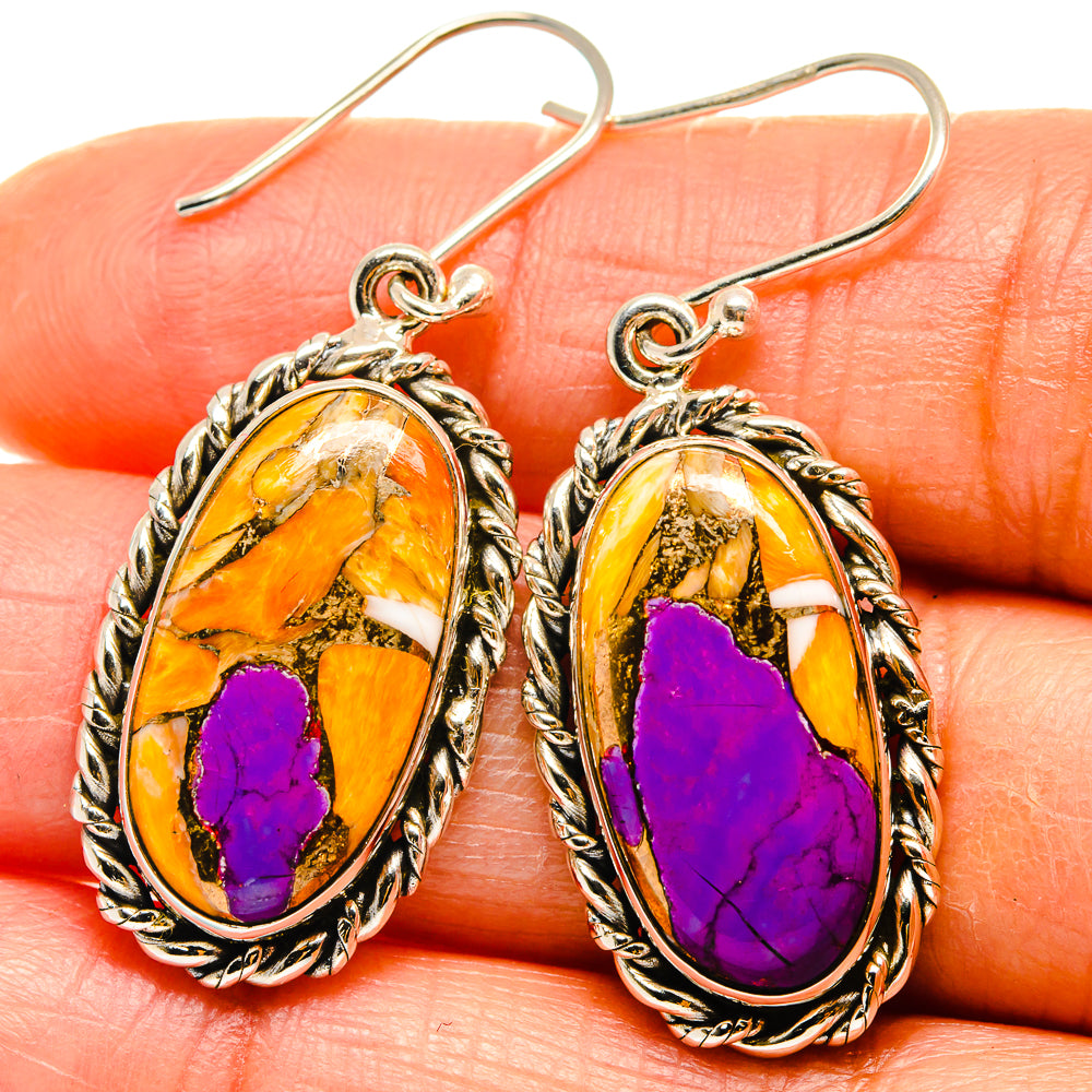 Spiny Oyster Turquoise Earrings handcrafted by Anasilvercos - EARR425115