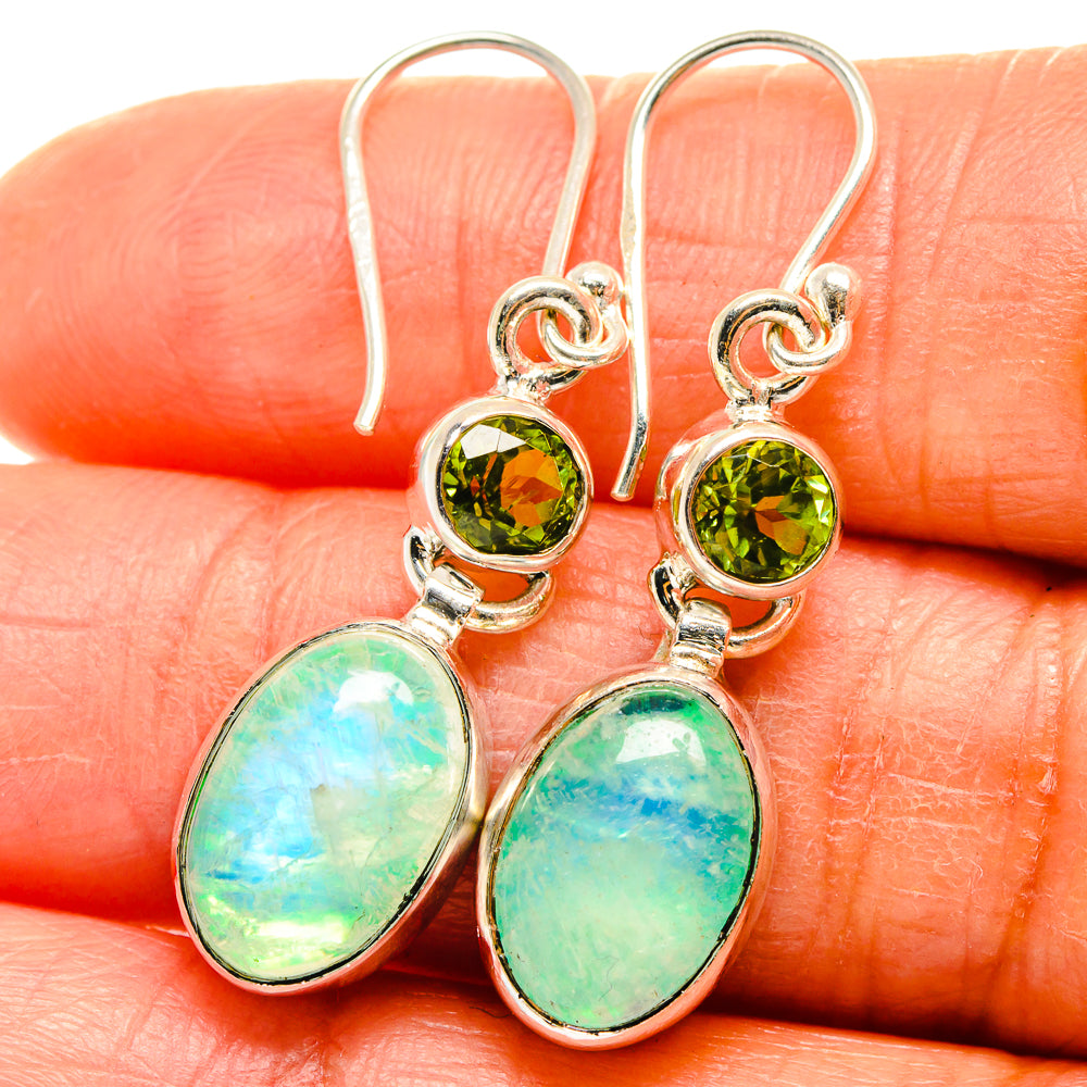 Green Moonstone Earrings handcrafted by Anasilvercos - EARR425117