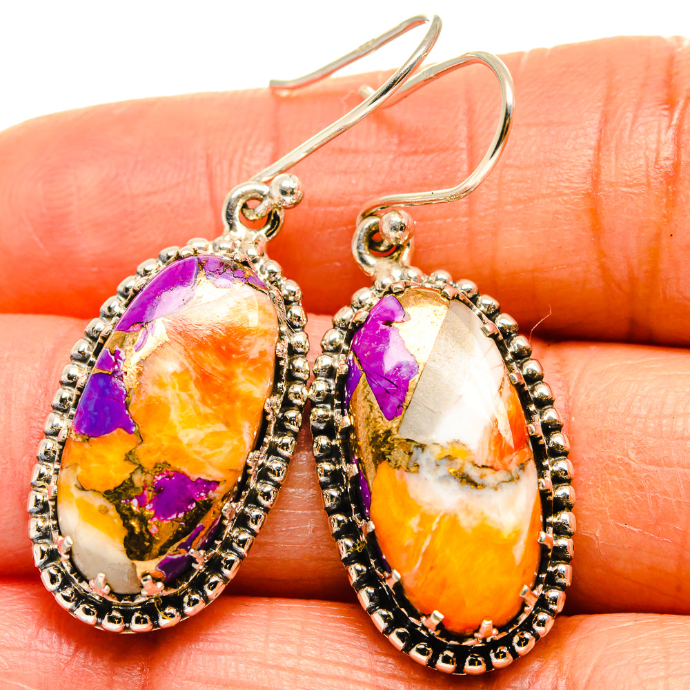 Spiny Oyster Turquoise Earrings handcrafted by Anasilvercos - EARR425119