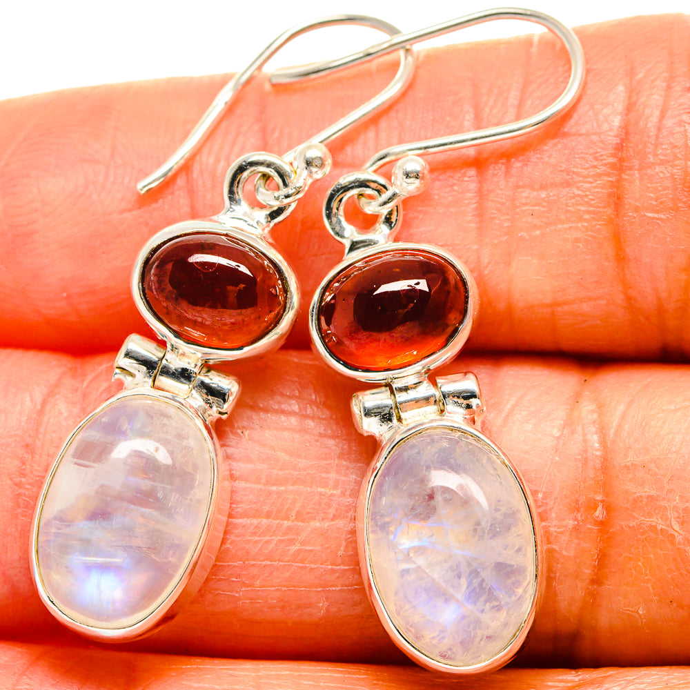 Rainbow Moonstone Earrings handcrafted by Anasilvercos - EARR425120