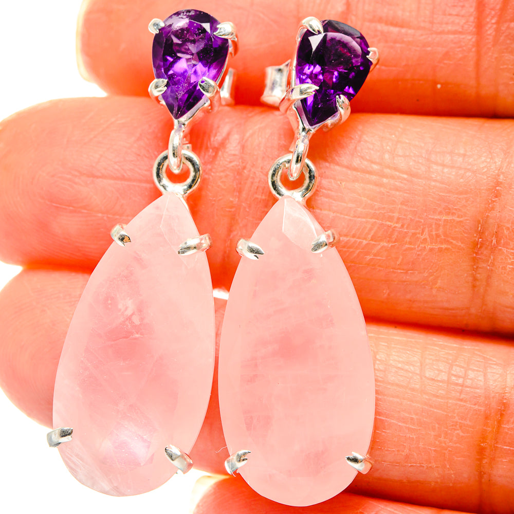 Rose Quartz Earrings handcrafted by Anasilvercos - EARR425121