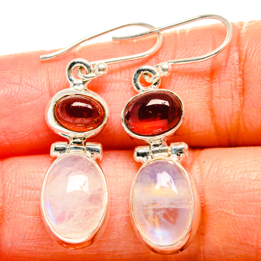 Rainbow Moonstone Earrings handcrafted by Anasilvercos - EARR425123