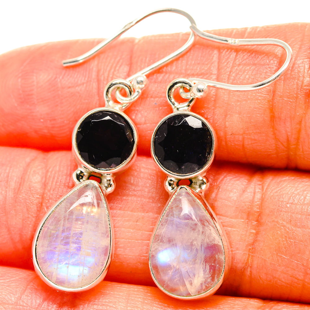 Rainbow Moonstone Earrings handcrafted by Anasilvercos - EARR425126