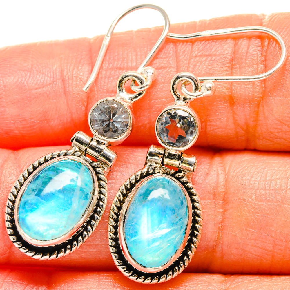 Rainbow Moonstone Earrings handcrafted by Anasilvercos - EARR425127