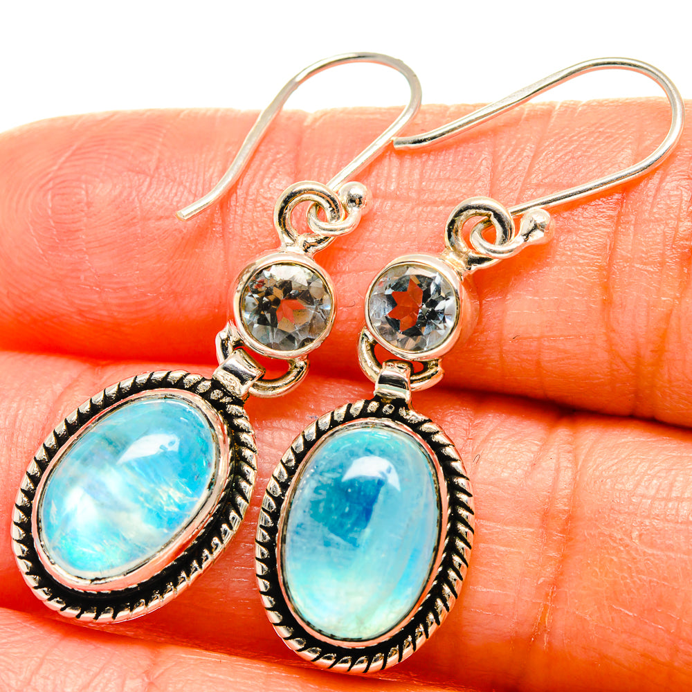 Rainbow Moonstone Earrings handcrafted by Anasilvercos - EARR425129