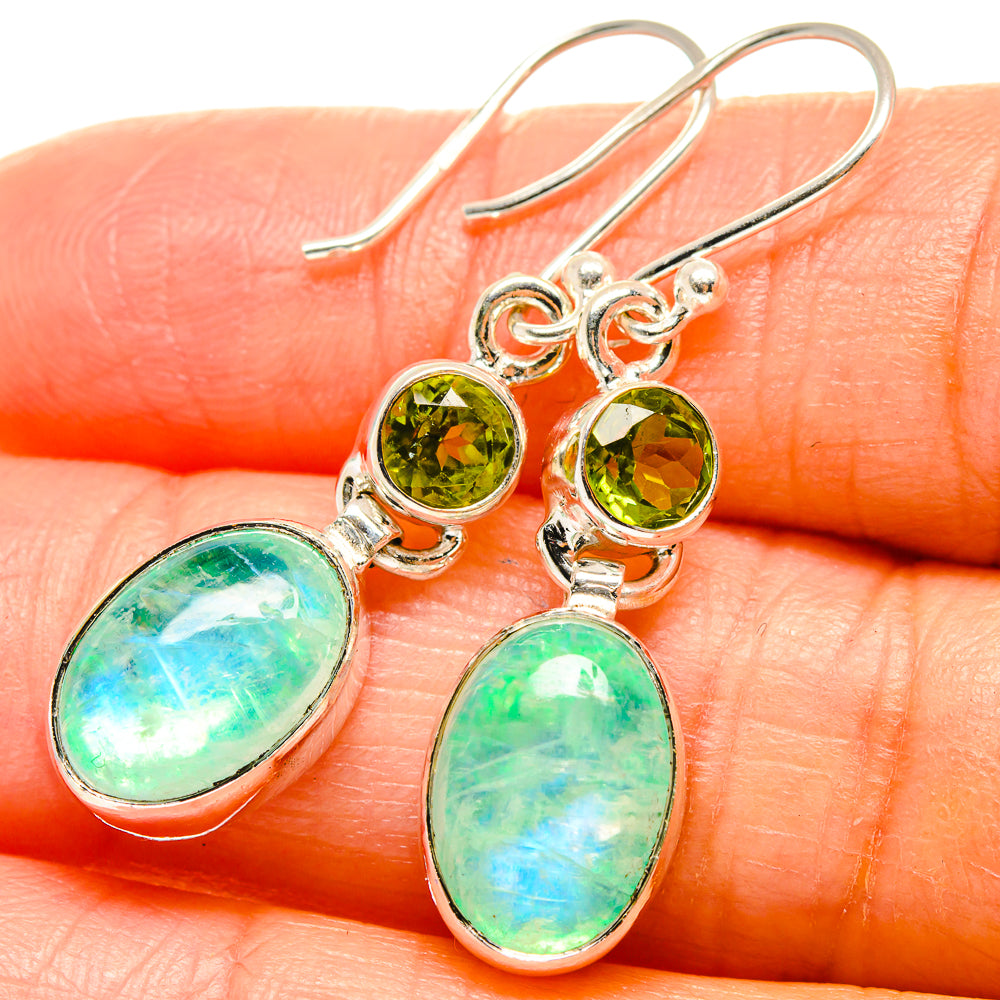 Green Moonstone Earrings handcrafted by Anasilvercos - EARR425132