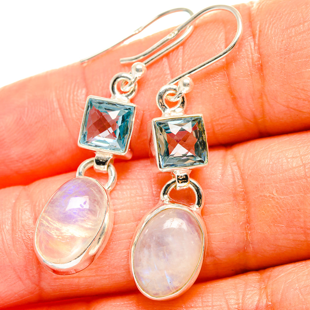 Rainbow Moonstone Earrings handcrafted by Anasilvercos - EARR425134