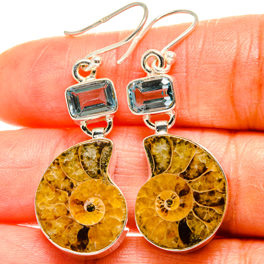 Ammonite Fossil Earrings handcrafted by Anasilvercos - EARR425137