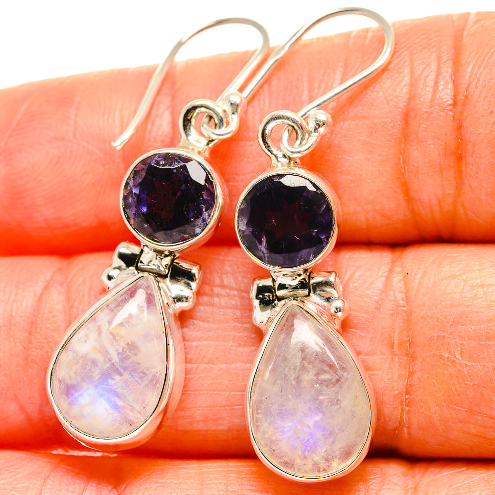 Rainbow Moonstone Earrings handcrafted by Anasilvercos - EARR425139