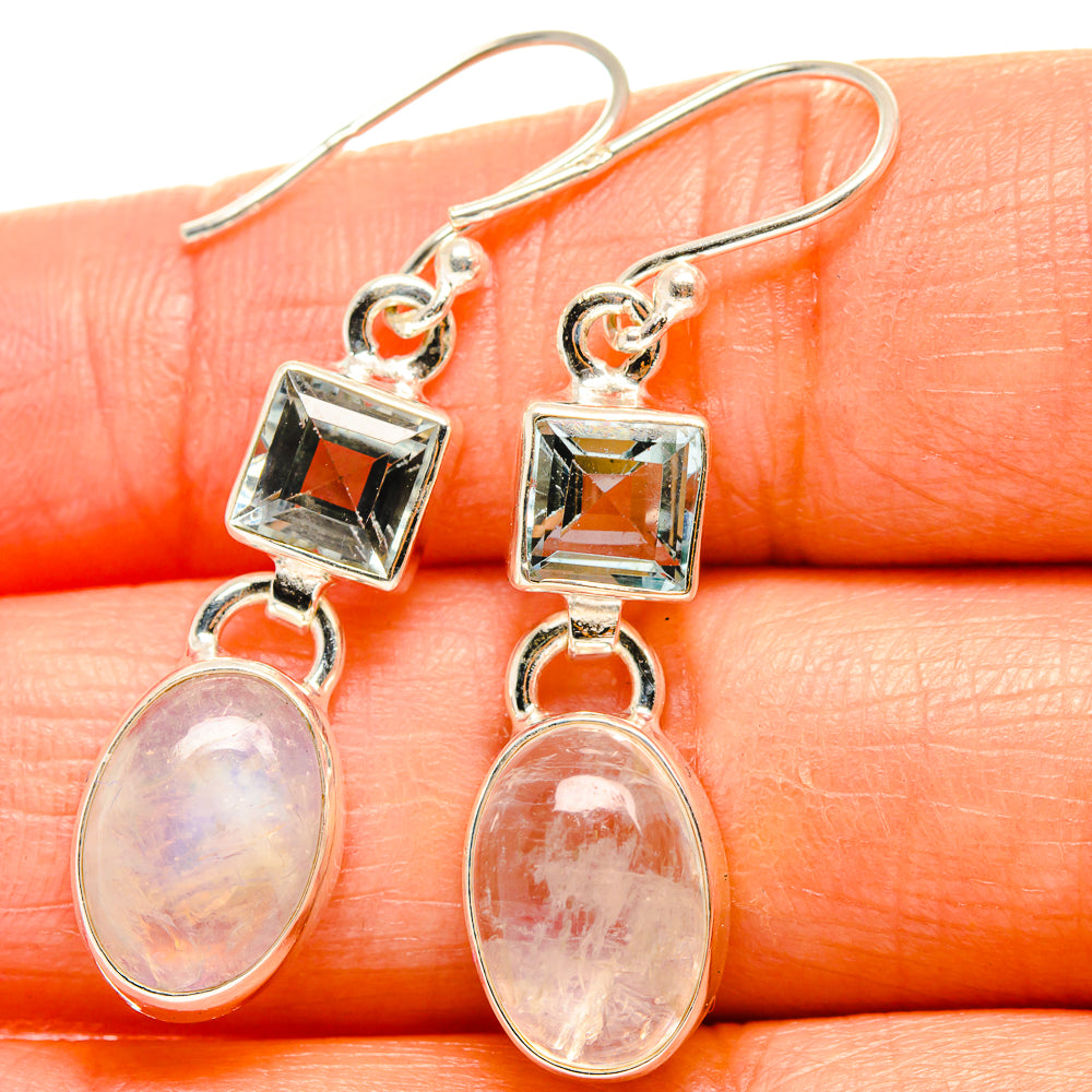 Rainbow Moonstone Earrings handcrafted by Anasilvercos - EARR425141