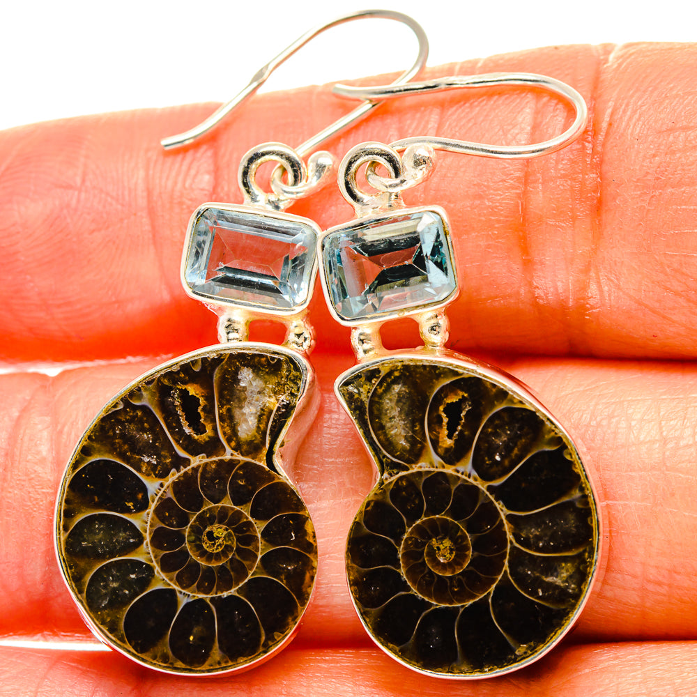 Ammonite Fossil Earrings handcrafted by Anasilvercos - EARR425142