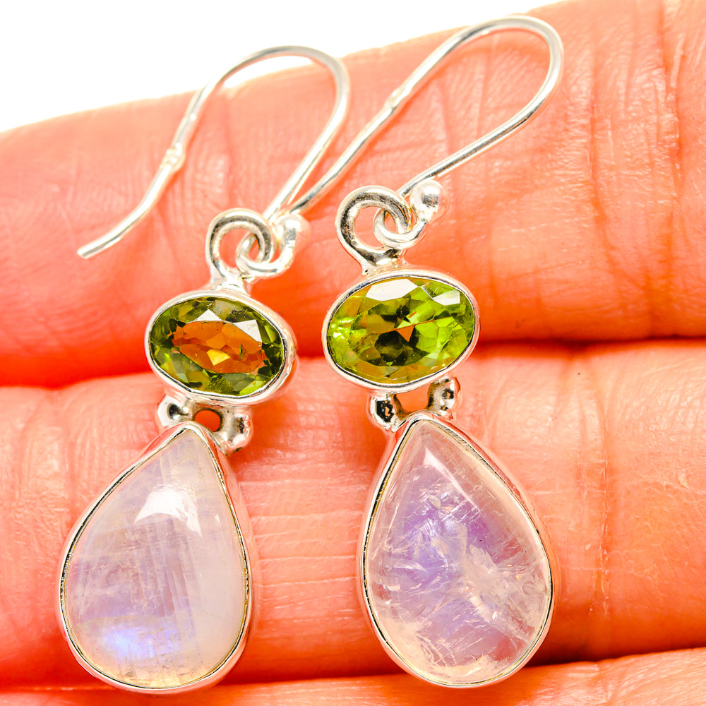 Rainbow Moonstone Earrings handcrafted by Anasilvercos - EARR425144