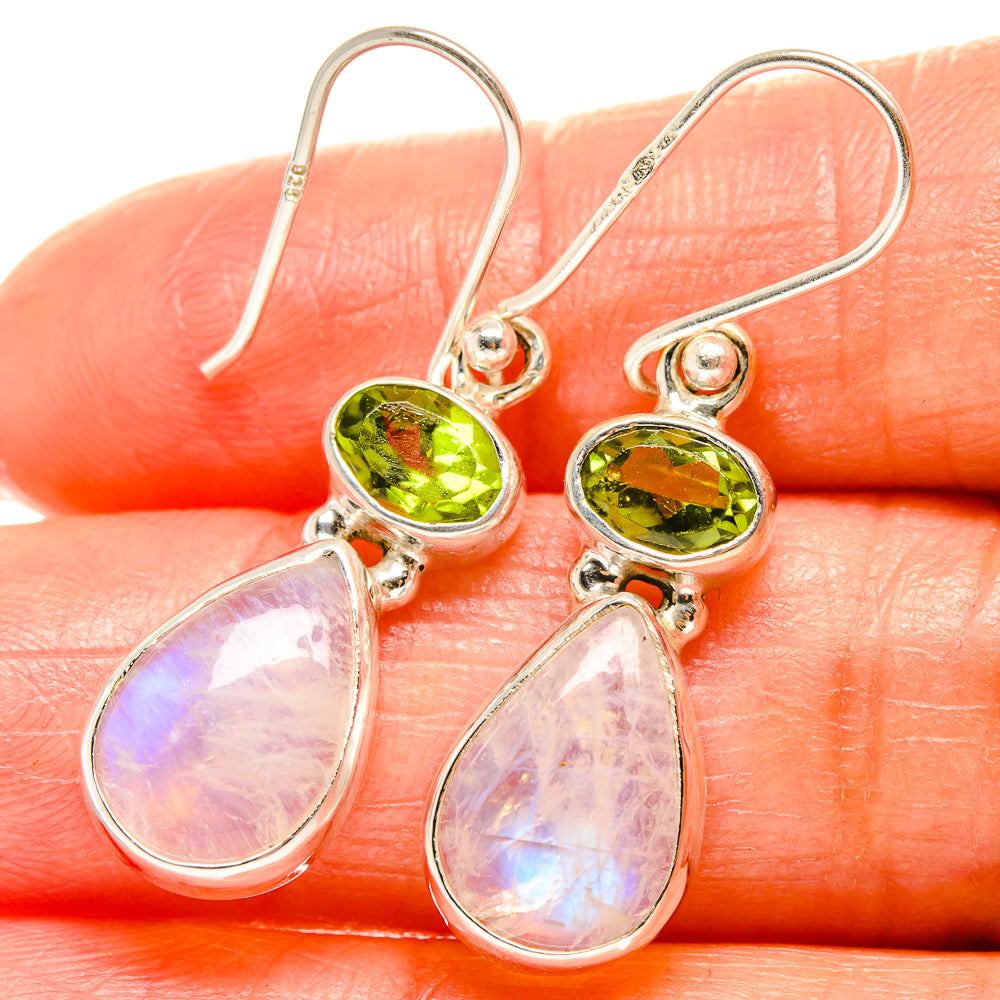 Rainbow Moonstone Earrings handcrafted by Anasilvercos - EARR425146