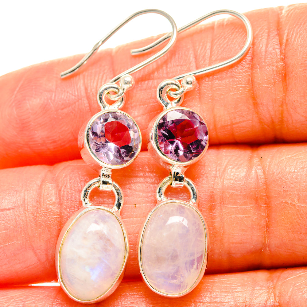 Rainbow Moonstone Earrings handcrafted by Anasilvercos - EARR425148