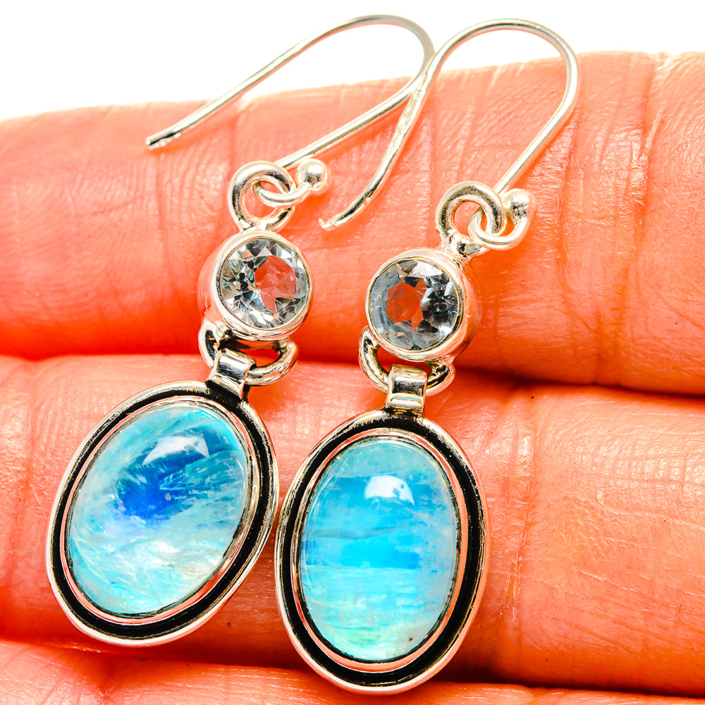 Rainbow Moonstone Earrings handcrafted by Anasilvercos - EARR425150