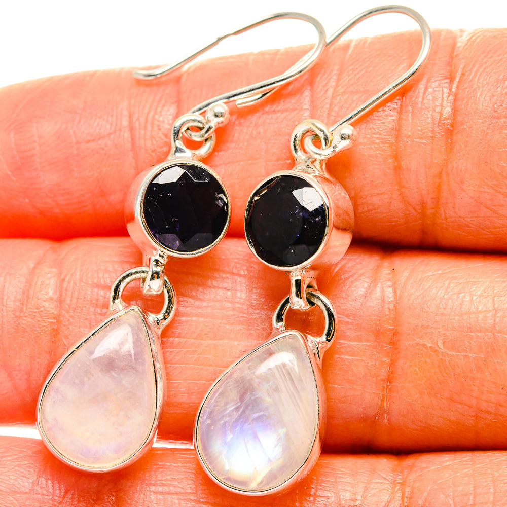 Rainbow Moonstone Earrings handcrafted by Anasilvercos - EARR425156