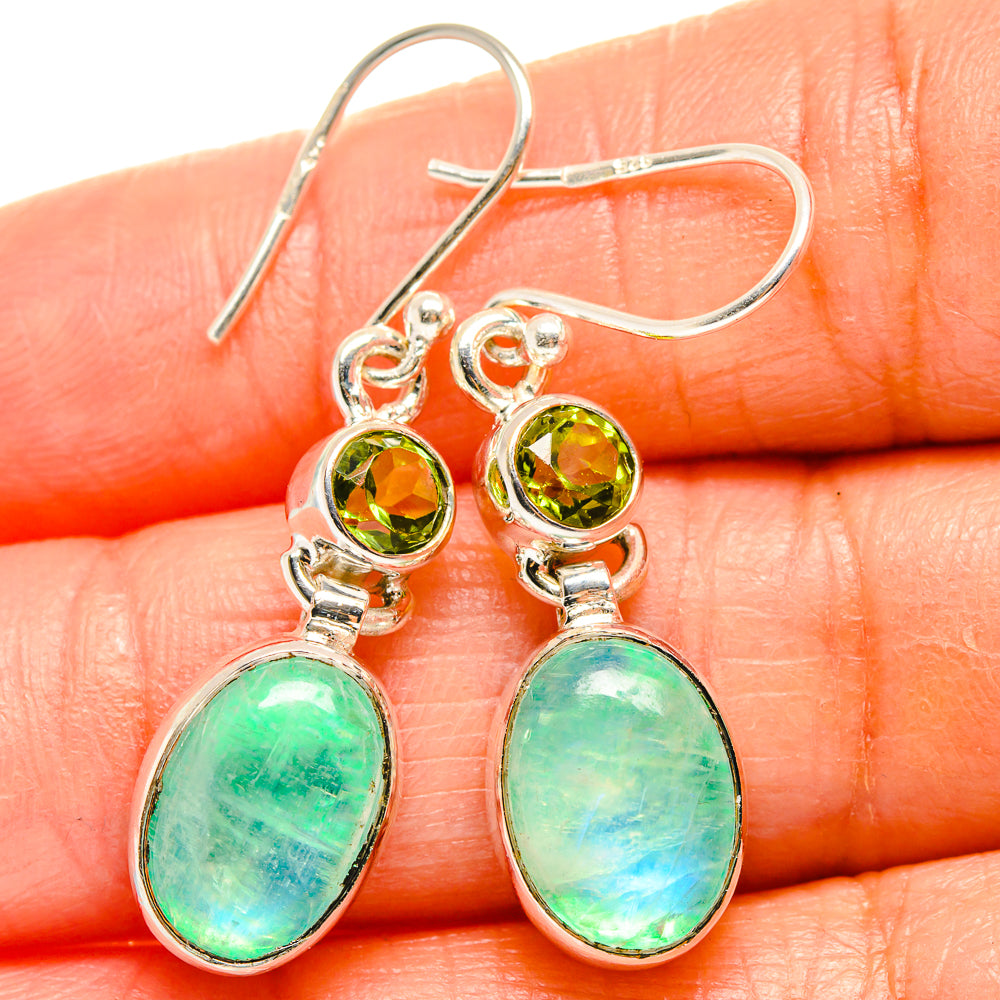 Green Moonstone Earrings handcrafted by Anasilvercos - EARR425162