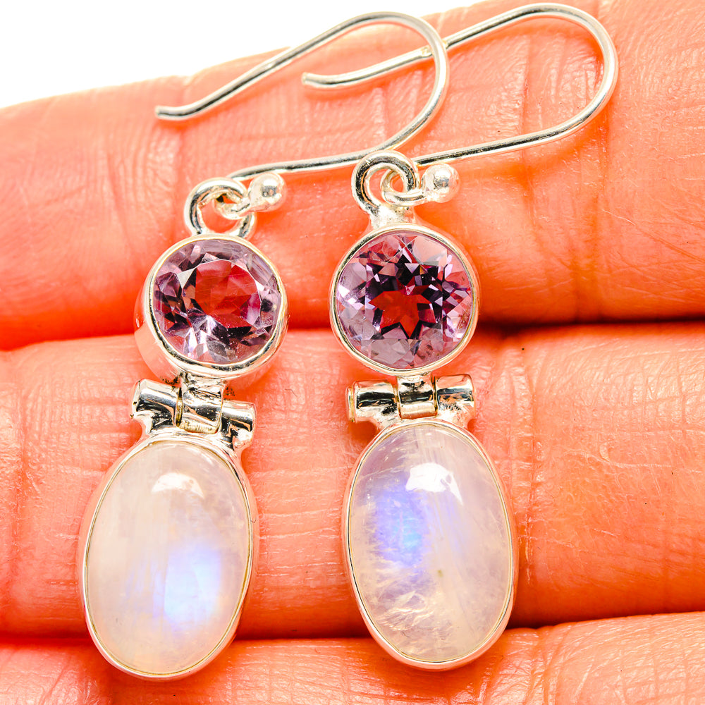 Rainbow Moonstone Earrings handcrafted by Anasilvercos - EARR425163