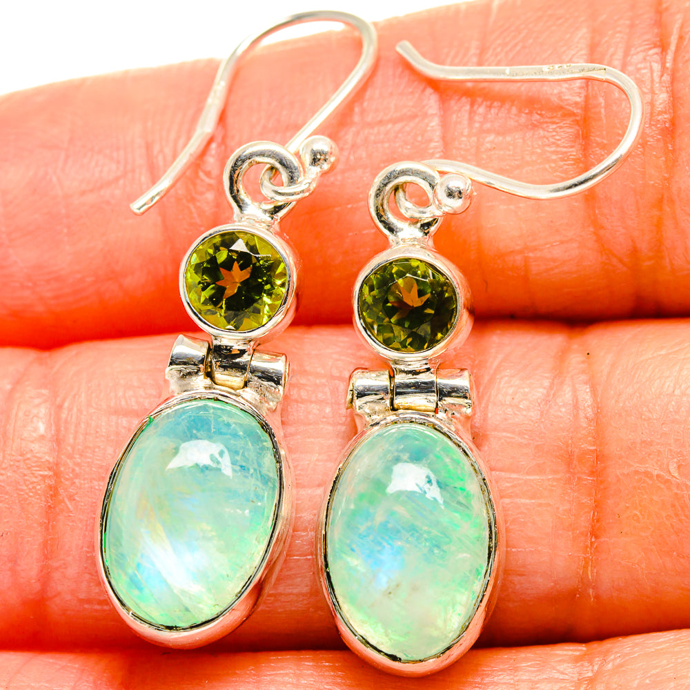Green Moonstone Earrings handcrafted by Anasilvercos - EARR425166