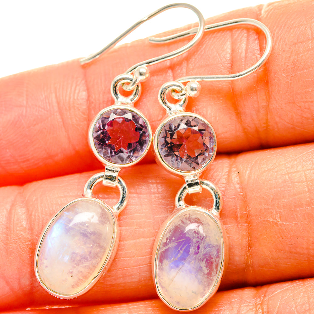 Rainbow Moonstone Earrings handcrafted by Anasilvercos - EARR425168
