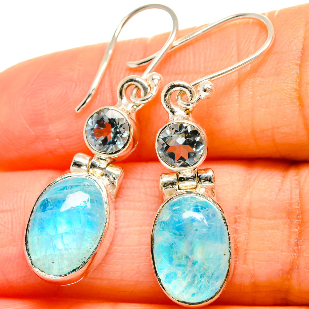 Rainbow Moonstone Earrings handcrafted by Anasilvercos - EARR425170