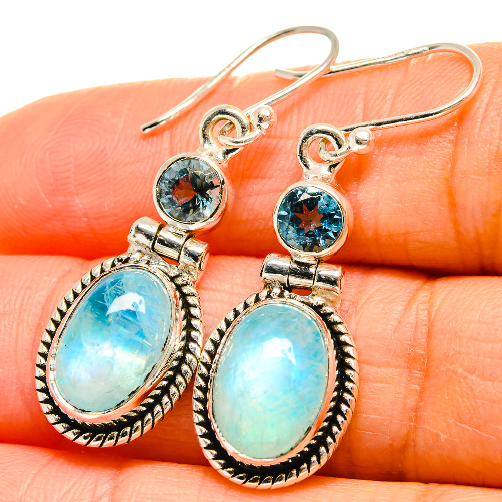 Rainbow Moonstone Earrings handcrafted by Anasilvercos - EARR425181