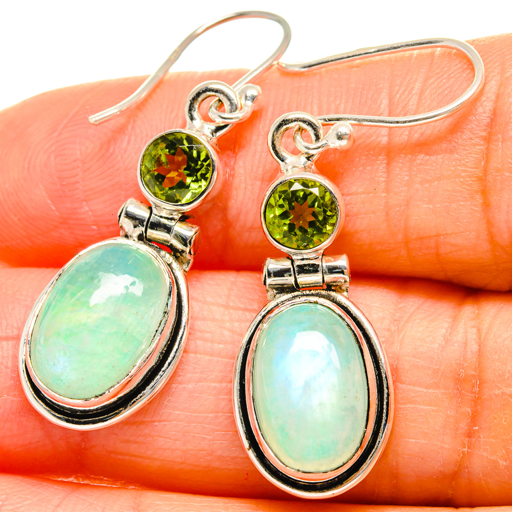 Green Moonstone Earrings handcrafted by Anasilvercos - EARR425183