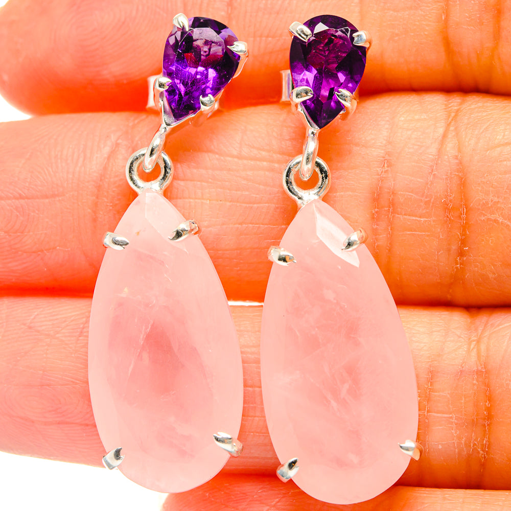 Rose Quartz Earrings handcrafted by Anasilvercos - EARR425187