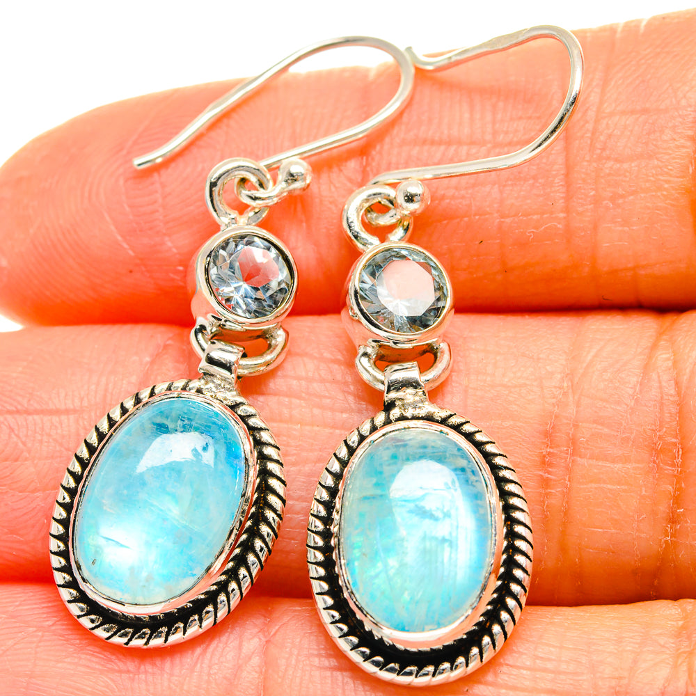 Rainbow Moonstone Earrings handcrafted by Anasilvercos - EARR425188