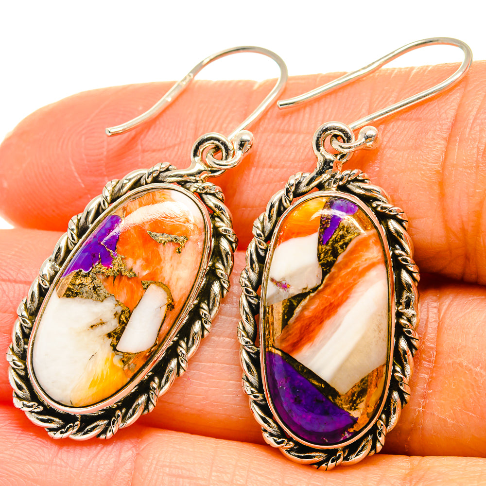 Spiny Oyster Turquoise Earrings handcrafted by Anasilvercos - EARR425193