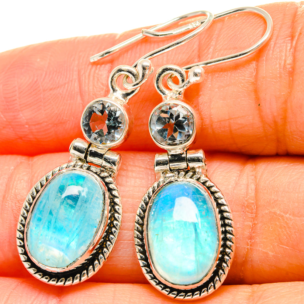 Rainbow Moonstone Earrings handcrafted by Anasilvercos - EARR425195