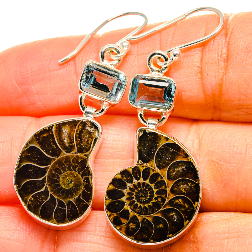 Ammonite Fossil Earrings handcrafted by Anasilvercos - EARR425201
