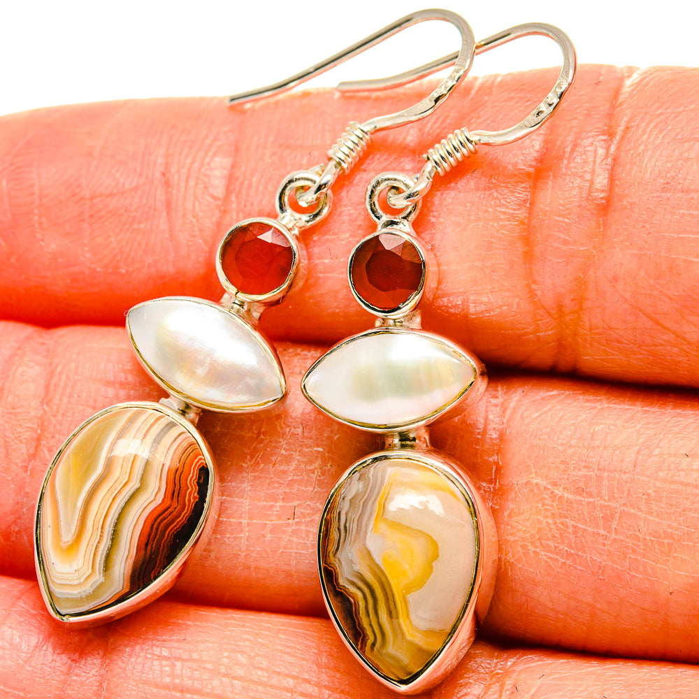 Botswana Agate Earrings handcrafted by Anasilvercos - EARR425211