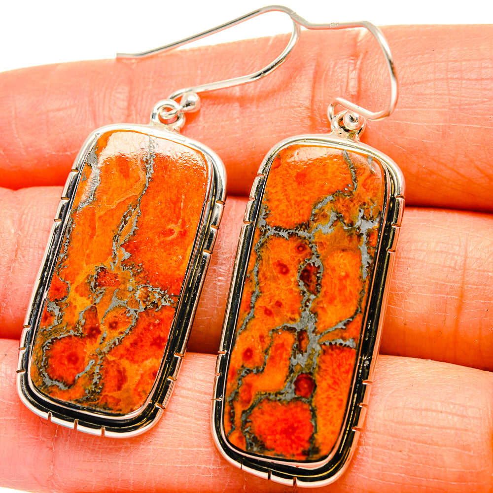 Orange Copper Composite Turquoise Earrings handcrafted by Anasilvercos - EARR425222