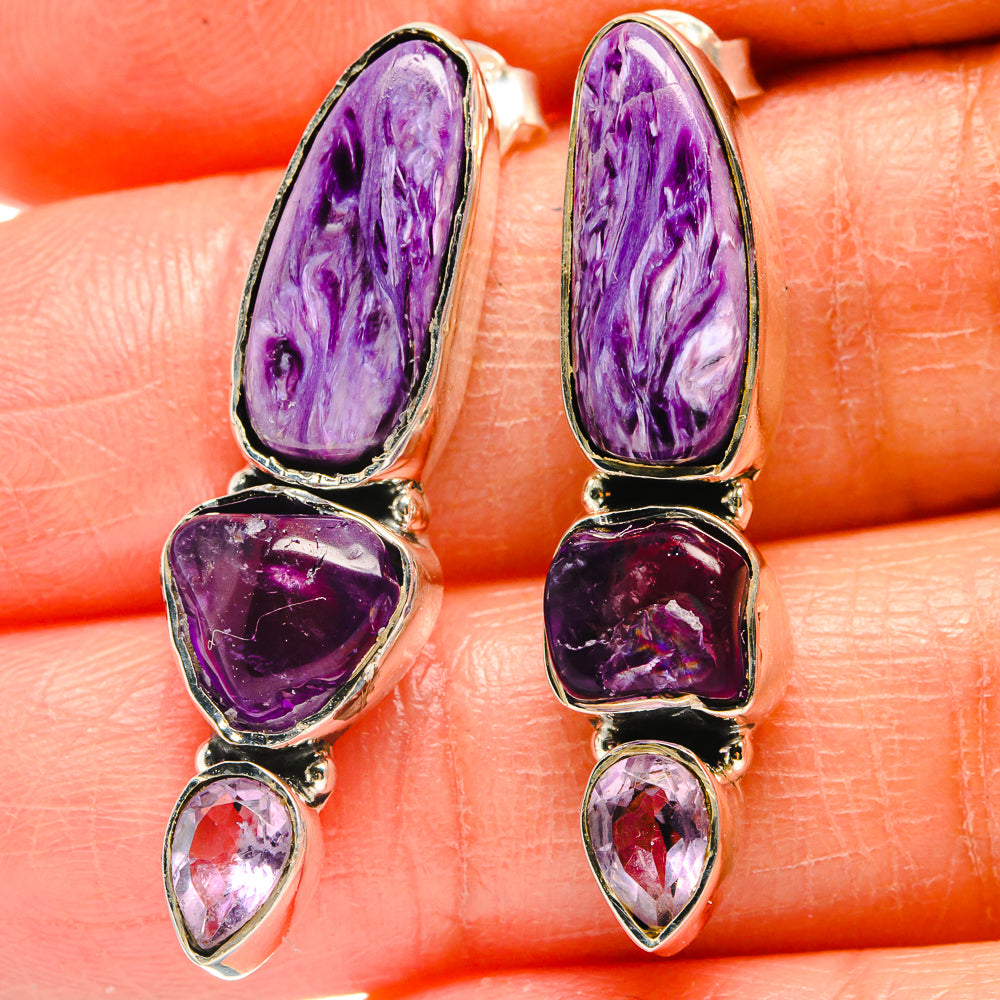 Charoite Earrings handcrafted by Anasilvercos - EARR425245