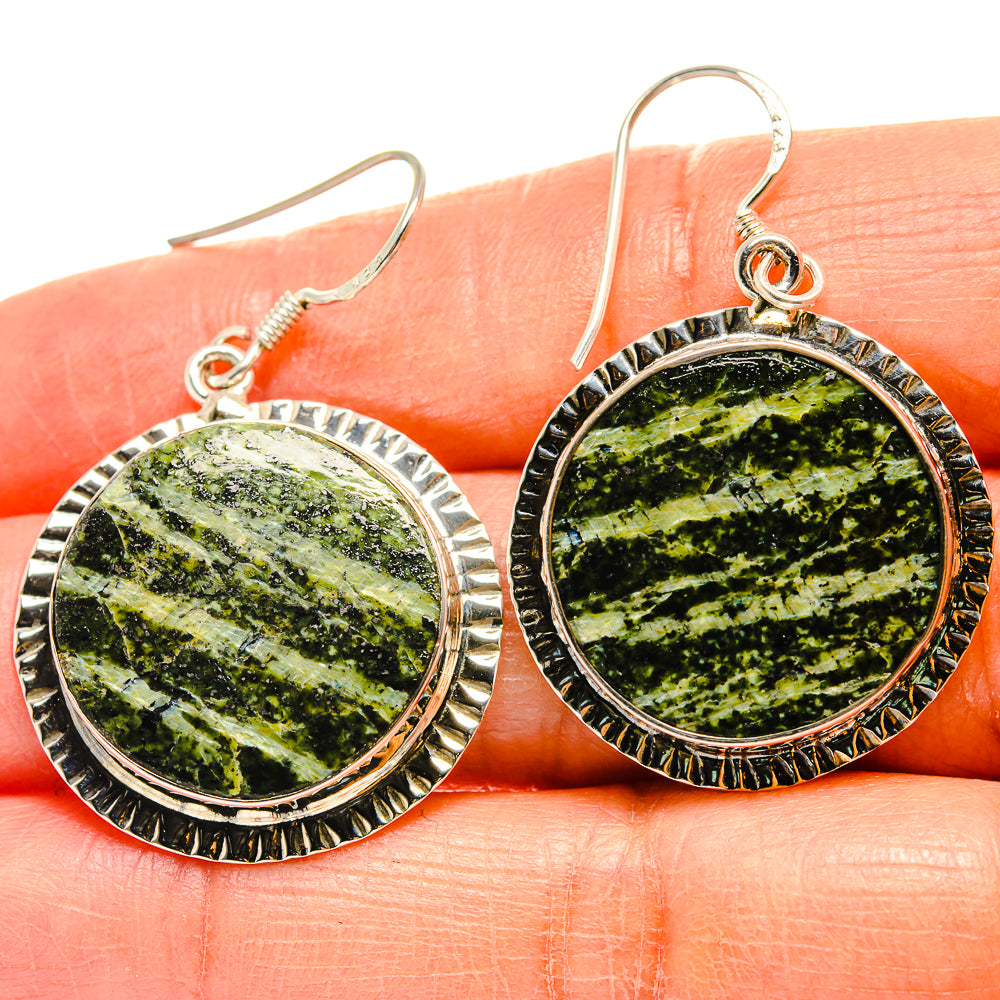 Green Vein Jasper Earrings handcrafted by Anasilvercos - EARR425248