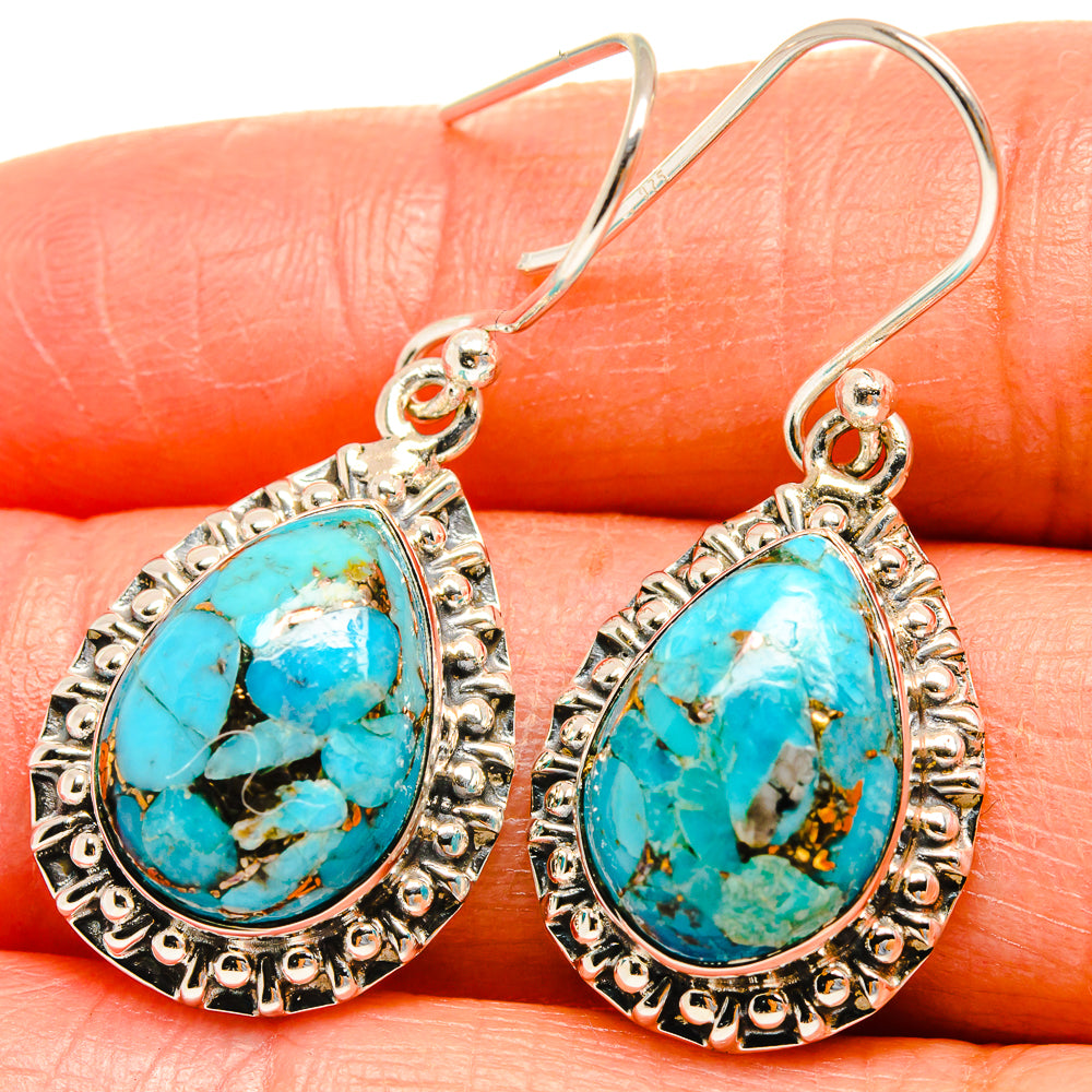 Blue Copper Composite Turquoise Earrings handcrafted by Anasilvercos - EARR425257