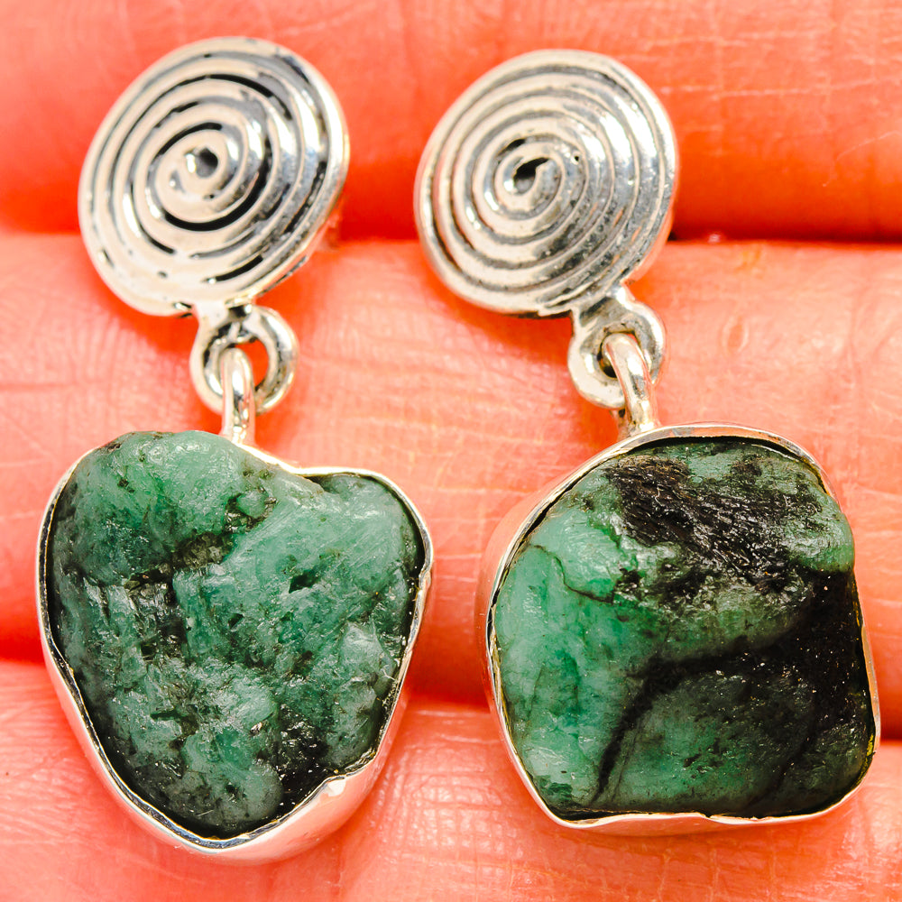 Emerald Earrings handcrafted by Anasilvercos - EARR425259