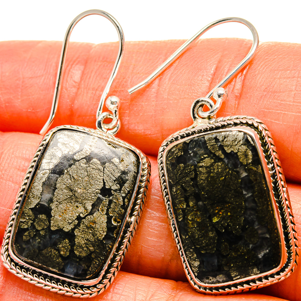 Pyrite Agate Earrings handcrafted by Anasilvercos - EARR425266