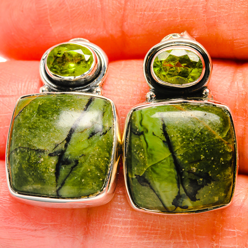Serpentine Stone Earrings handcrafted by Anasilvercos - EARR425277