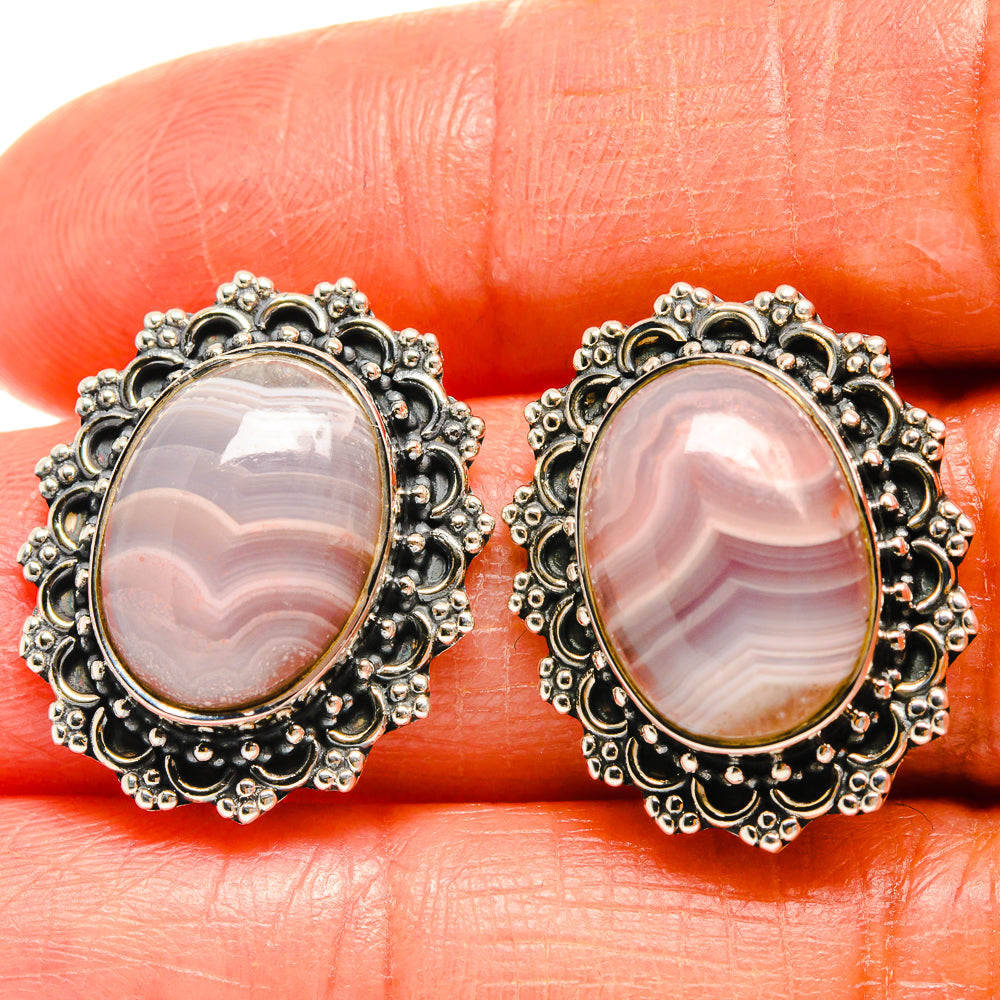 Botswana Agate Earrings handcrafted by Anasilvercos - EARR425279