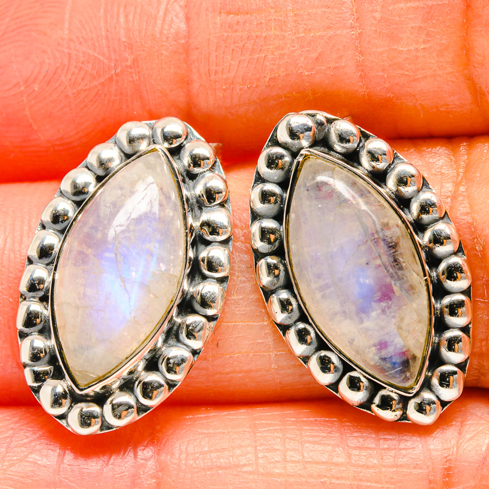 Rainbow Moonstone Earrings handcrafted by Anasilvercos - EARR425281