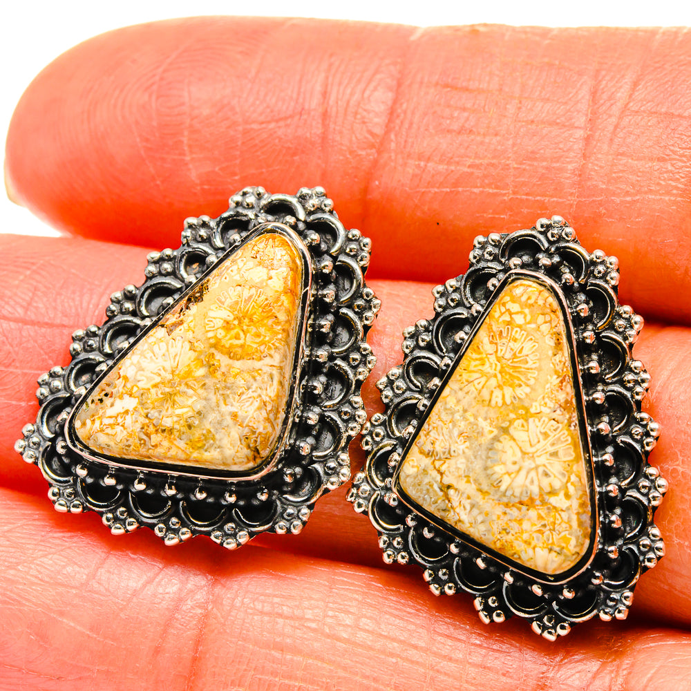 Fossil Coral Earrings handcrafted by Anasilvercos - EARR425289