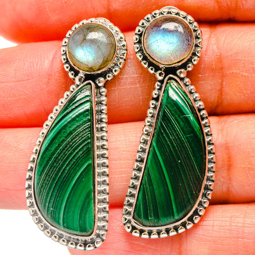 Malachite Earrings handcrafted by Anasilvercos - EARR425297