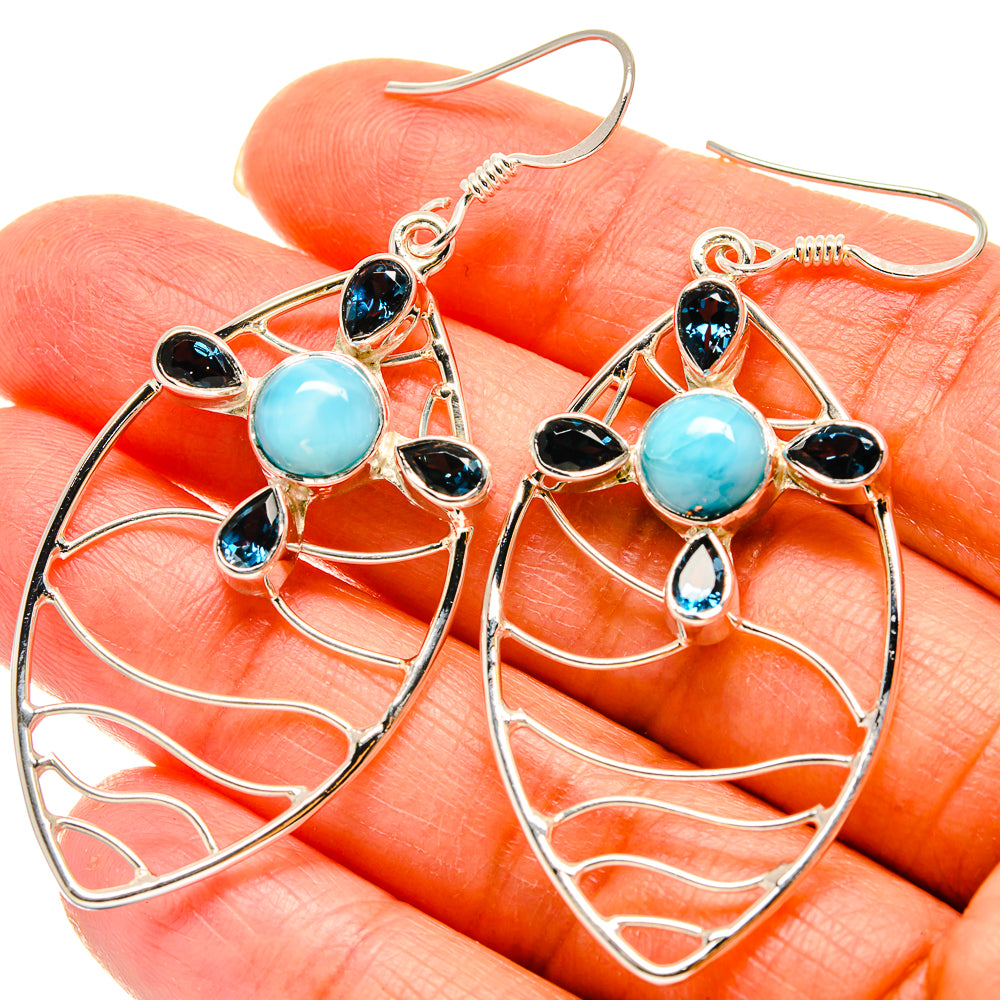 Larimar Earrings handcrafted by Anasilvercos - EARR425305