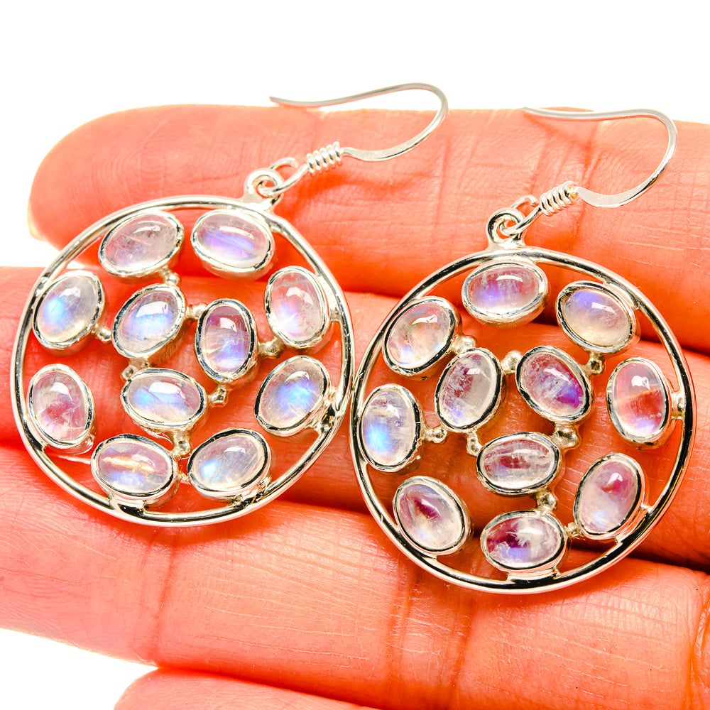 Rainbow Moonstone Earrings handcrafted by Anasilvercos - EARR425306