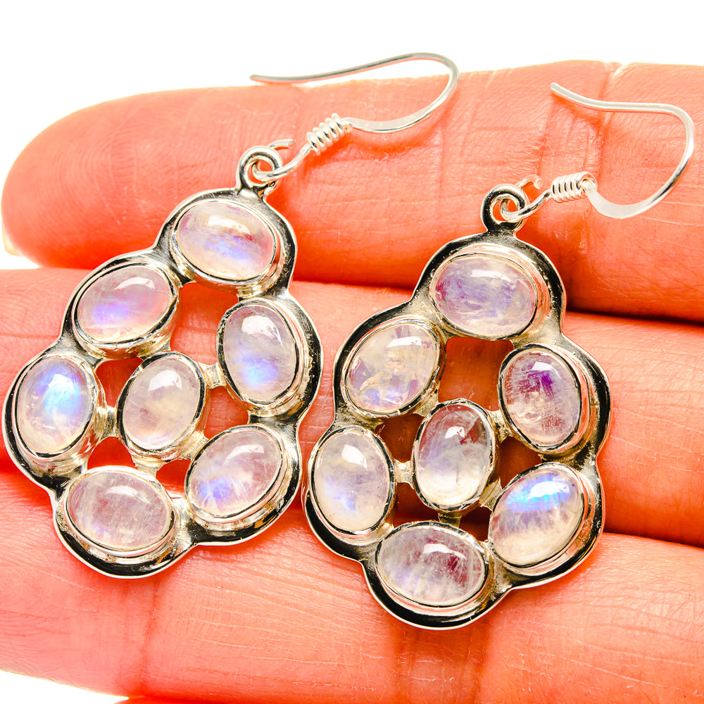 Rainbow Moonstone Earrings handcrafted by Anasilvercos - EARR425309