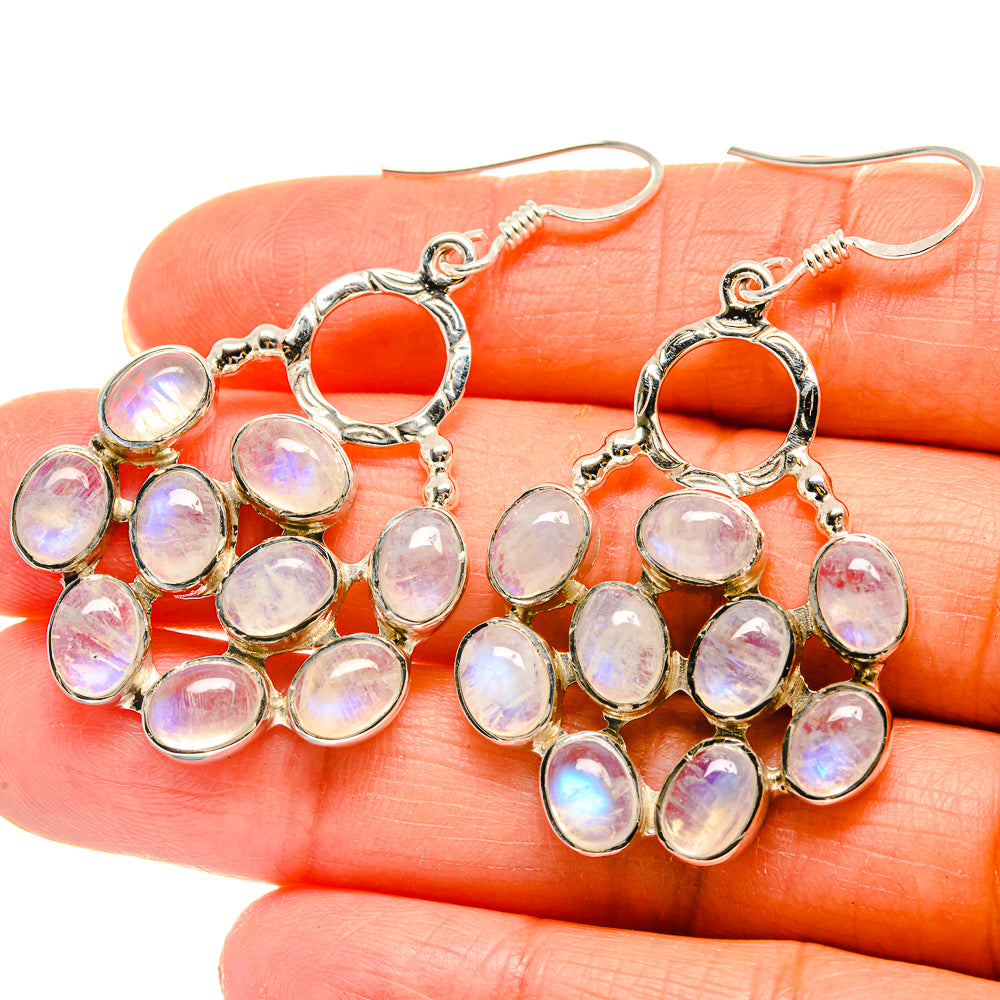 Rainbow Moonstone Earrings handcrafted by Anasilvercos - EARR425313