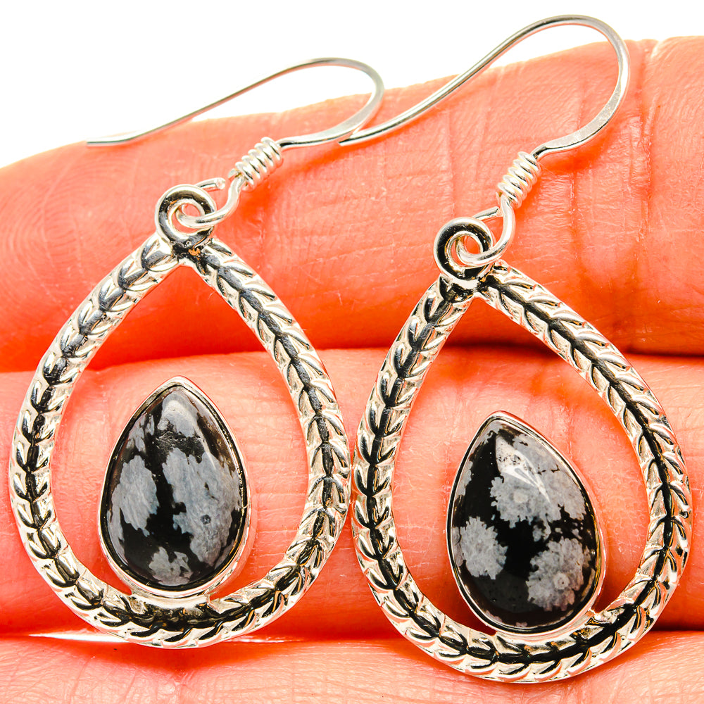 Snowflake Obsidian Earrings handcrafted by Anasilvercos - EARR425318