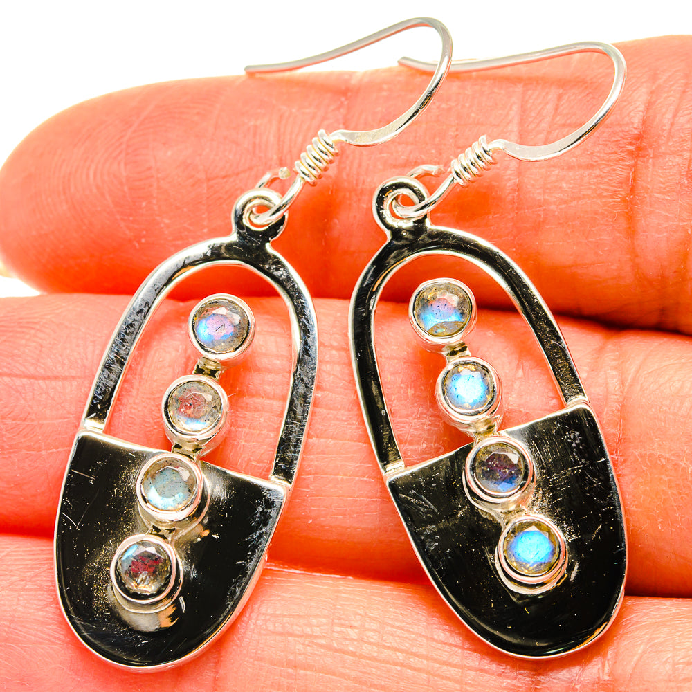 Rainbow Moonstone Earrings handcrafted by Anasilvercos - EARR425319